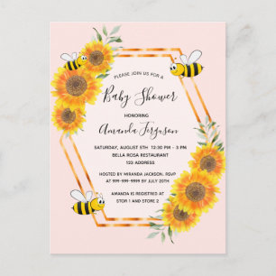Rosa de abeja de burbujas oro floral invitación a