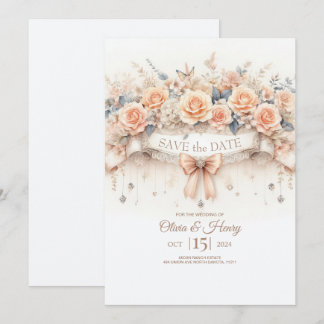 Rosa de acuarela Guardar la invitación de casamien