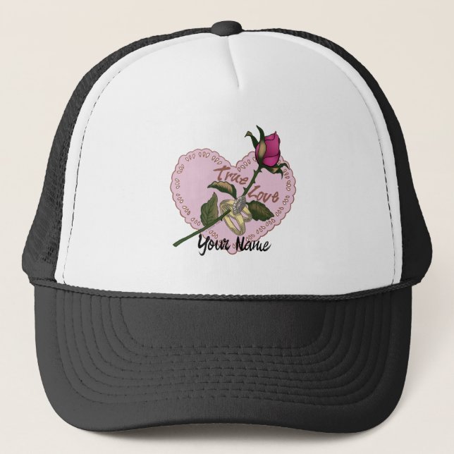 Rosa de Anillos de Amor Verdadero gorra boda (Anverso)