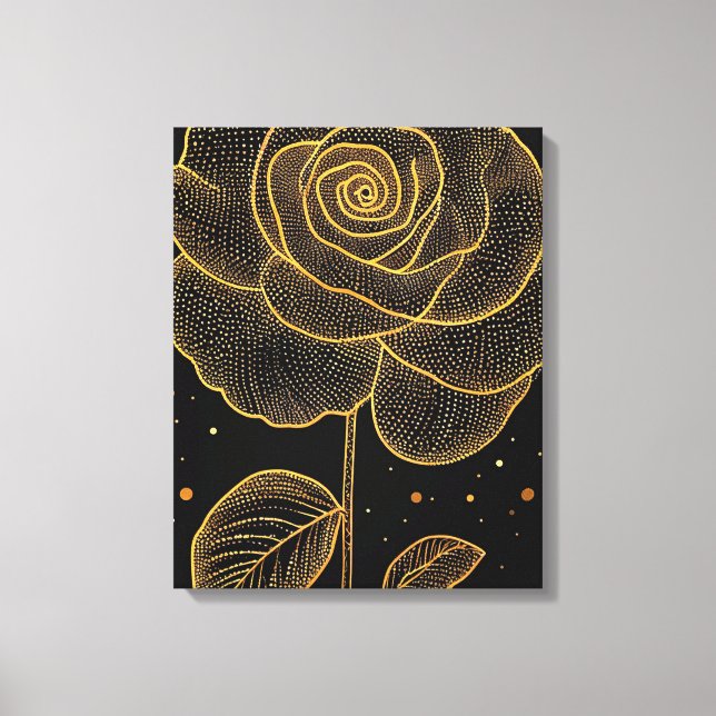Rosa de Arte de Línea Dorada con Puntos Brillantes (Anverso)