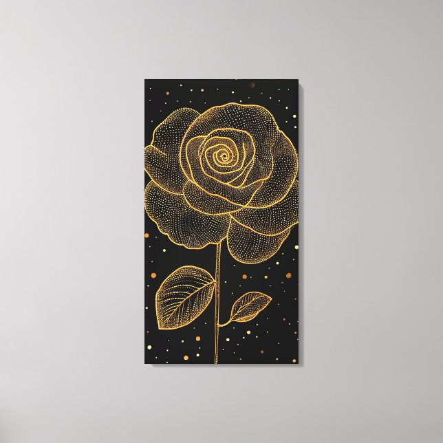 Rosa de Arte de Línea Dorada con Puntos Brillantes (Anverso)