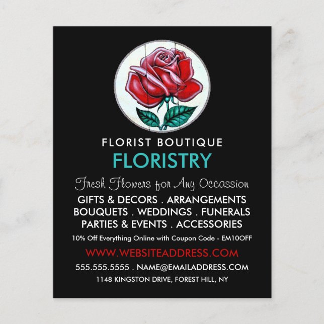 Rosa de arte, florista, publicidad en Floristry (Frente)