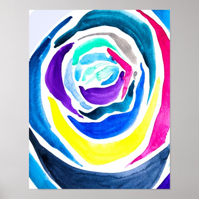 Rosa de arte pop azul acuarela (Frente)