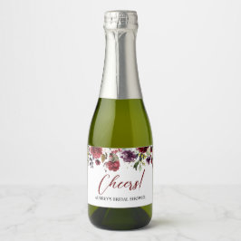 Rosa de Borgoña Mini Etiqueta de botella de champá