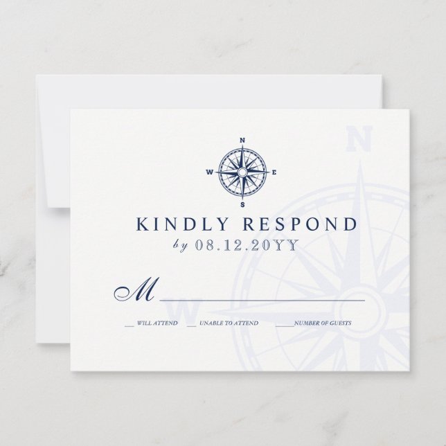 Rosa de brújula | Boda náutica RSVP (Anverso)