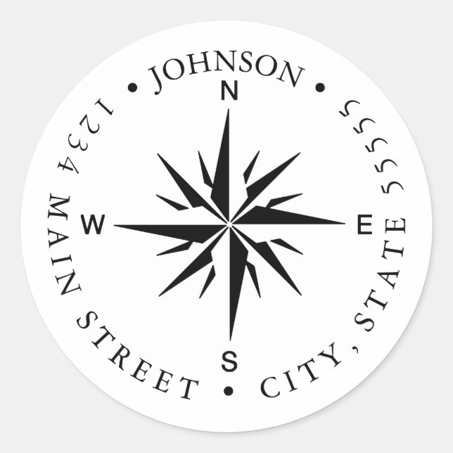 Rosa de brújula de época Explorar Pegatina de etiq (Anverso)