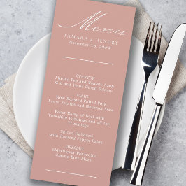 Rosa de caligrafía simple Menú Boda dorado