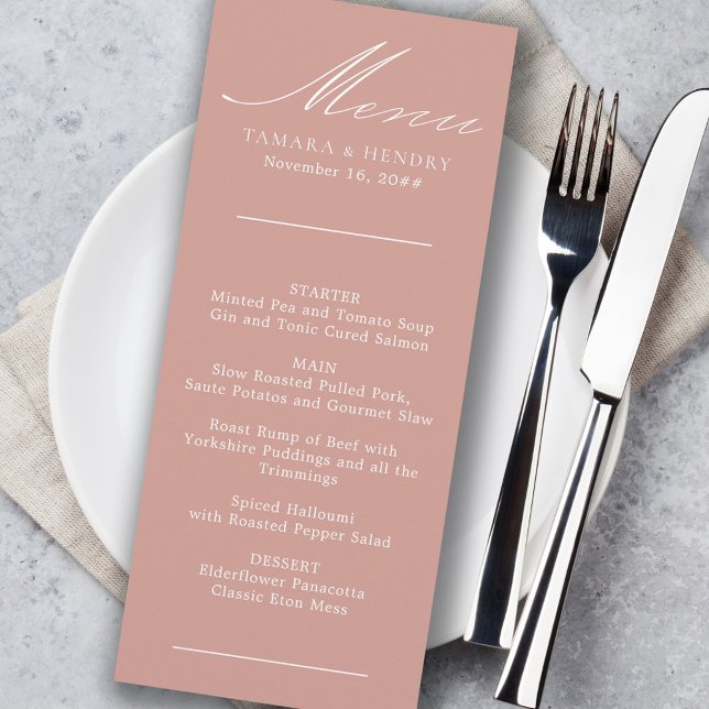 Rosa de caligrafía simple Menú Boda dorado (Subido por el creador)