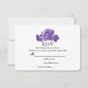 Rosa de color morado Vintage elegante Floral RSVP