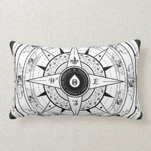 Rosa de compás - Cojín decorativo del rectángulo