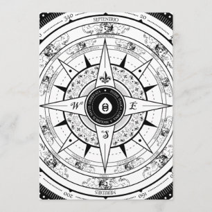 Rosa de compás - tarjeta de la invitación del