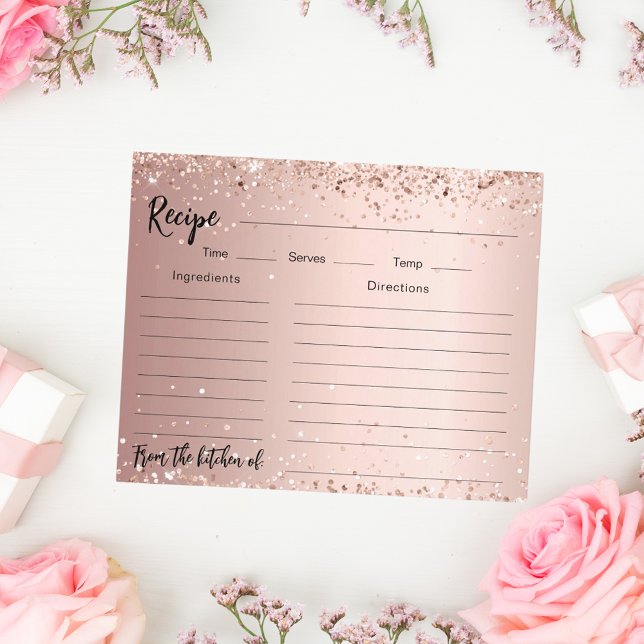 Rosa de confeti dorado tarjeta de recetario Bridal (Subido por el creador)