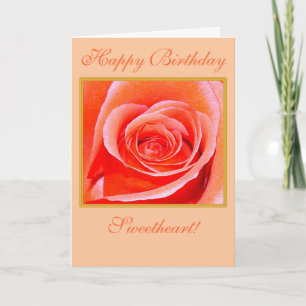 Rosa de coral en flor tarjeta de cumpleaños feliz