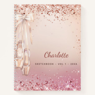 Rosa de cuaderno de purpurina rosa dorado