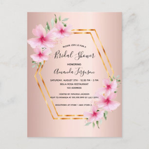 Rosa de ducha de novia invitación a las flores ros
