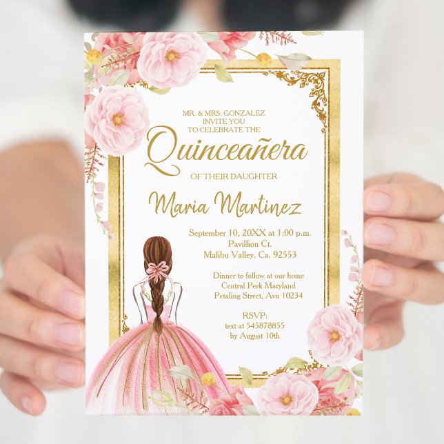 Rosa de flores de oro por invitación a la quinceañ (Subido por el creador)