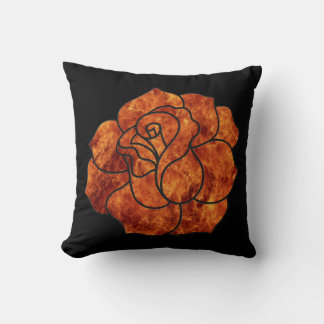 Rosa de fuego naranja almohada reversible