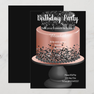 ROSA DE GOLD BLACK CAKE 2 INVITACIÓN DE CUMPLEAÑOS