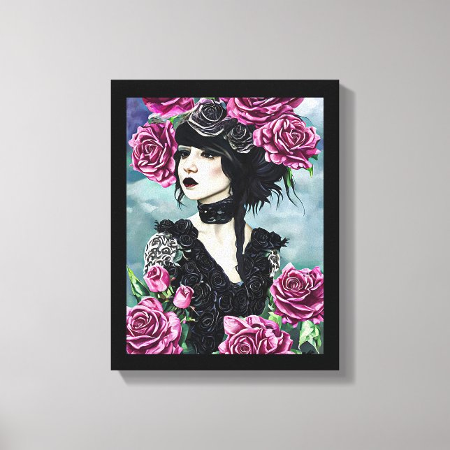 Rosa de gótico Chica Arte original Pintura digital (Anverso)