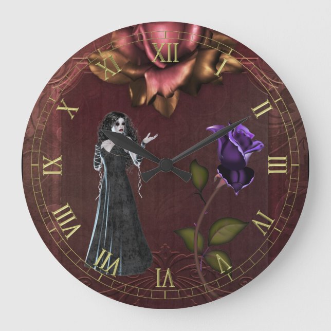 Rosa de gótico y reloj de pared de vampiros (Anverso)