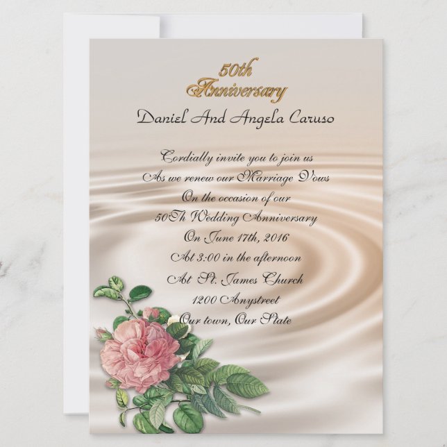 rosa de invitación a la fiesta del 50° aniversario (Anverso)