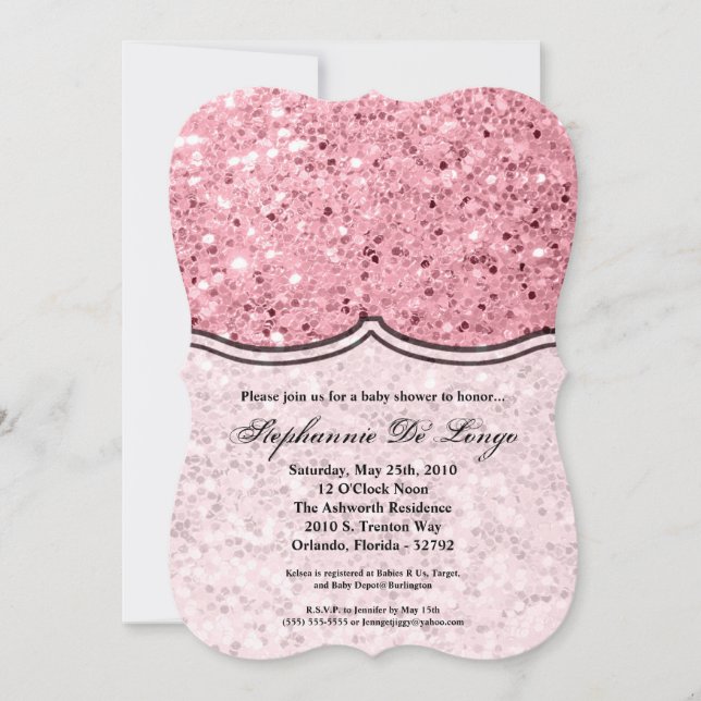 rosa de invitaciones de Baby Shower las 24 horas,  (Anverso)