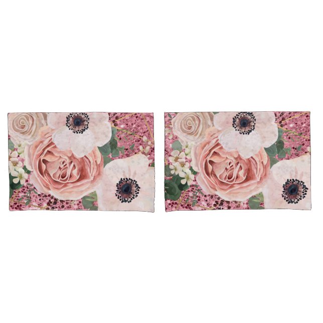 Rosa de Jardín Geométrico de Fundas de almohada pe (Anverso - Set)