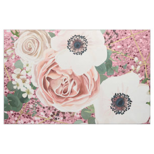 rosa de jardín geométrico de tela de algodón de 56