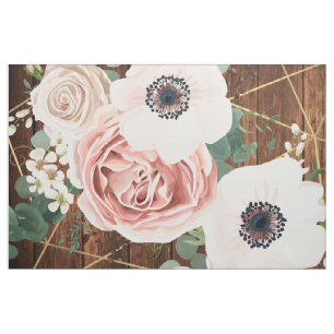 rosa de jardín geométrico de tela de algodón de 56