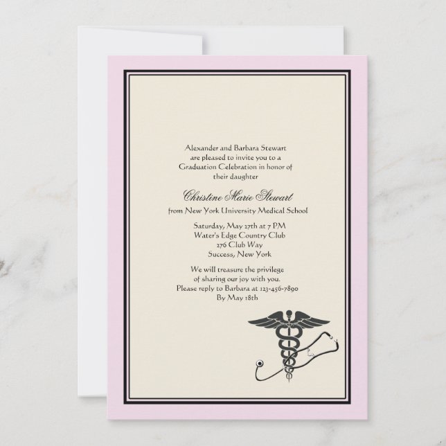 Rosa de la invitación de la graduación del MD (Anverso)