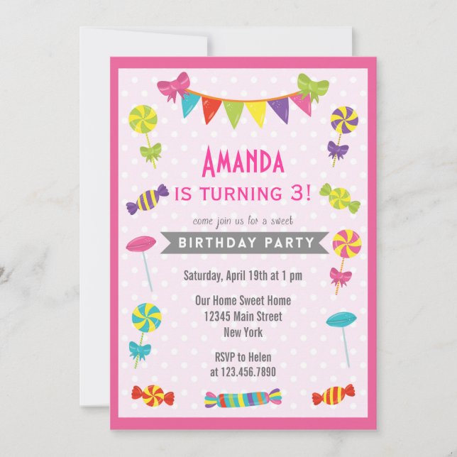 Rosa de la invitación del cumpleaños de la tierra (Anverso)