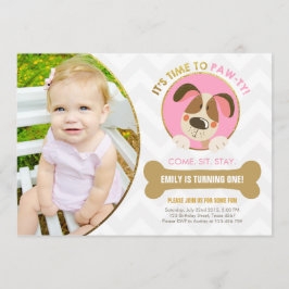 Rosa de la invitación del perro de perrito y