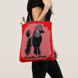 Rosa de la mamá del caniche, rojo, y la bolsa de