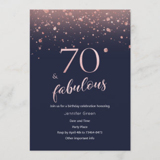 Rosa de la Marina Oro 70 cumpleaños invitación