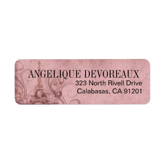 Rosa de la torre Eiffel el | de Fleur de París Etiqueta De Remite