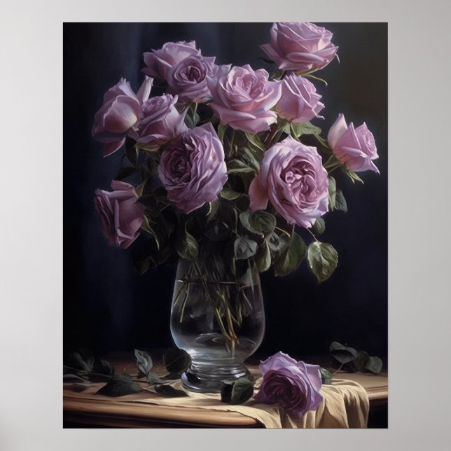 Rosa de Lavanda Flores Poster de impresión de arte (Frente)