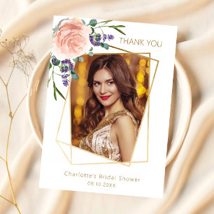 Rosa de lavanda foto Bridal Shower tarjeta de agra