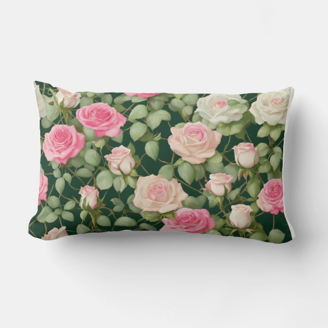 Rosa de lavanda Vine Larga almohada - Elegante Flo (Anverso)