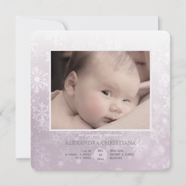 Rosa De Llegada De Invierno. Anuncio de nacimiento (Anverso)