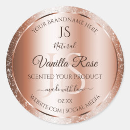 Rosa de lujo Purpurina de oro Iniciales Etiquetas 