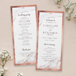 Rosa de mármol dorado de lujo programa de boda mod