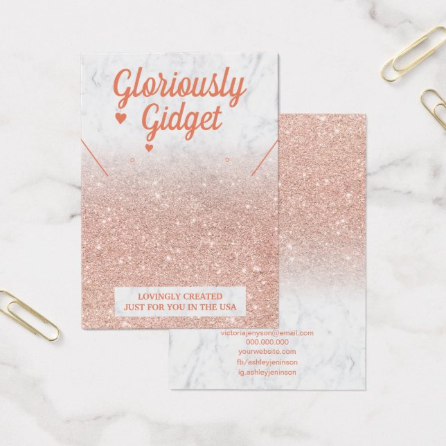 Rosa de mármol purpurina de oro pendientes logotip (Oficina)