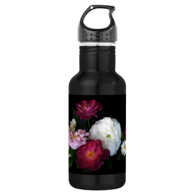 Rosa de moda antiguo Flores Botella de agua de 18  (Anverso)