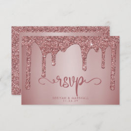 Rosa de moda Purpurina de oro Sparkle Wedding RSVP