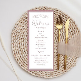 Rosa de moda Tarjeta de programa de matrimonio esc