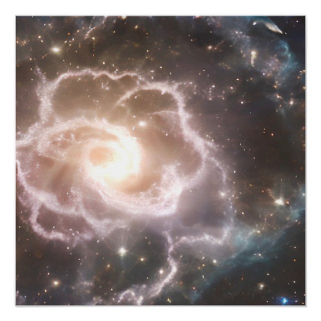 Rosa de nebulosa cósmica brillante Poster brillant (Anverso)