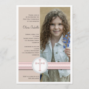 Rosa de niña   Invitación a la Comunión Fotográfic