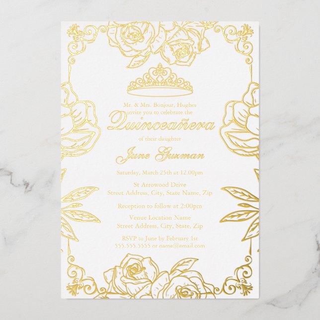 Rosa de oro blanco Jardín Invitación al Relieve me (Anverso)