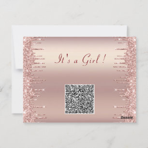 Rosa de oro Código QR Bebé Chica Invitación a duch