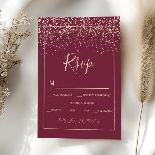 Rosa de oro confetti rojo burgundy typography rsvp